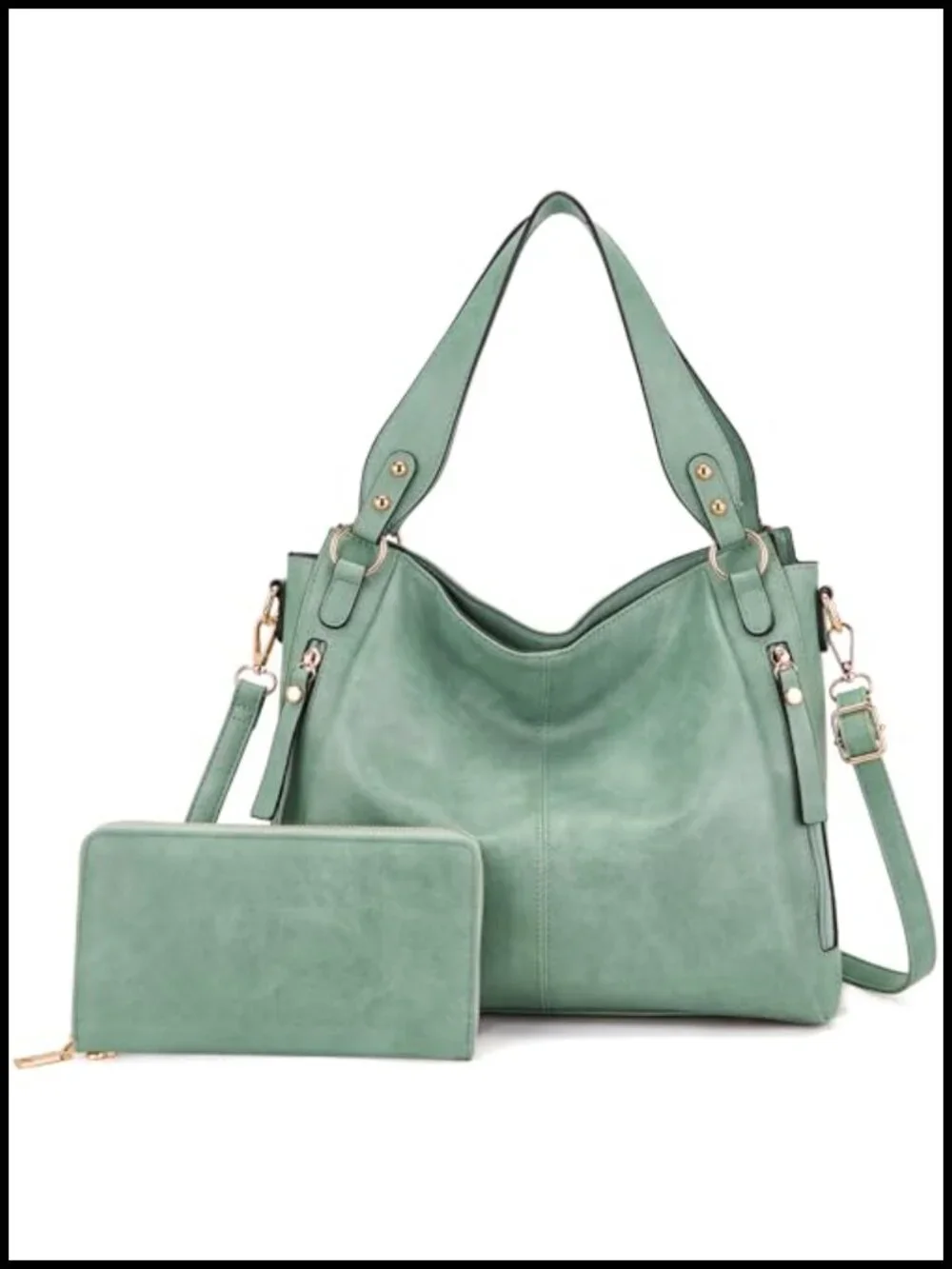 Women's Hobo Handbag Set with Wallet - Soft Faux Leather, Large Capacity,